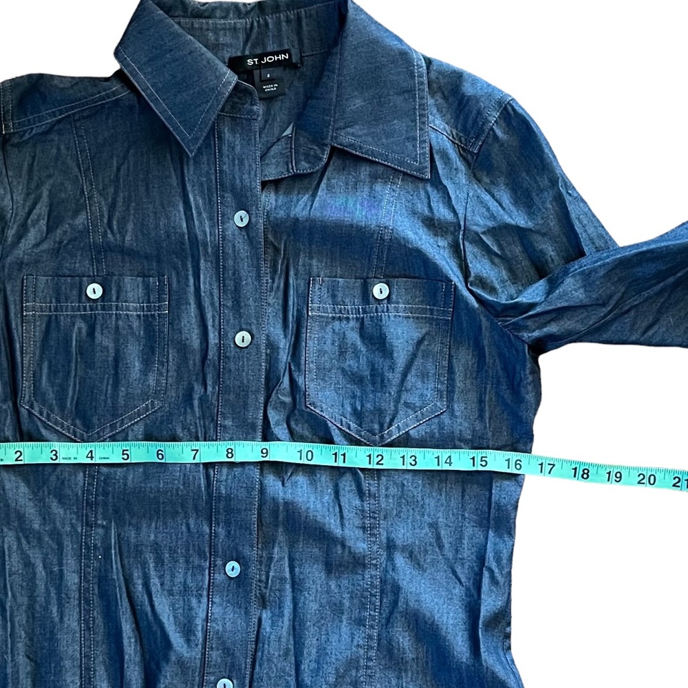 St. John denim button down shirt size 2. E#262 - Picture 2 of 7